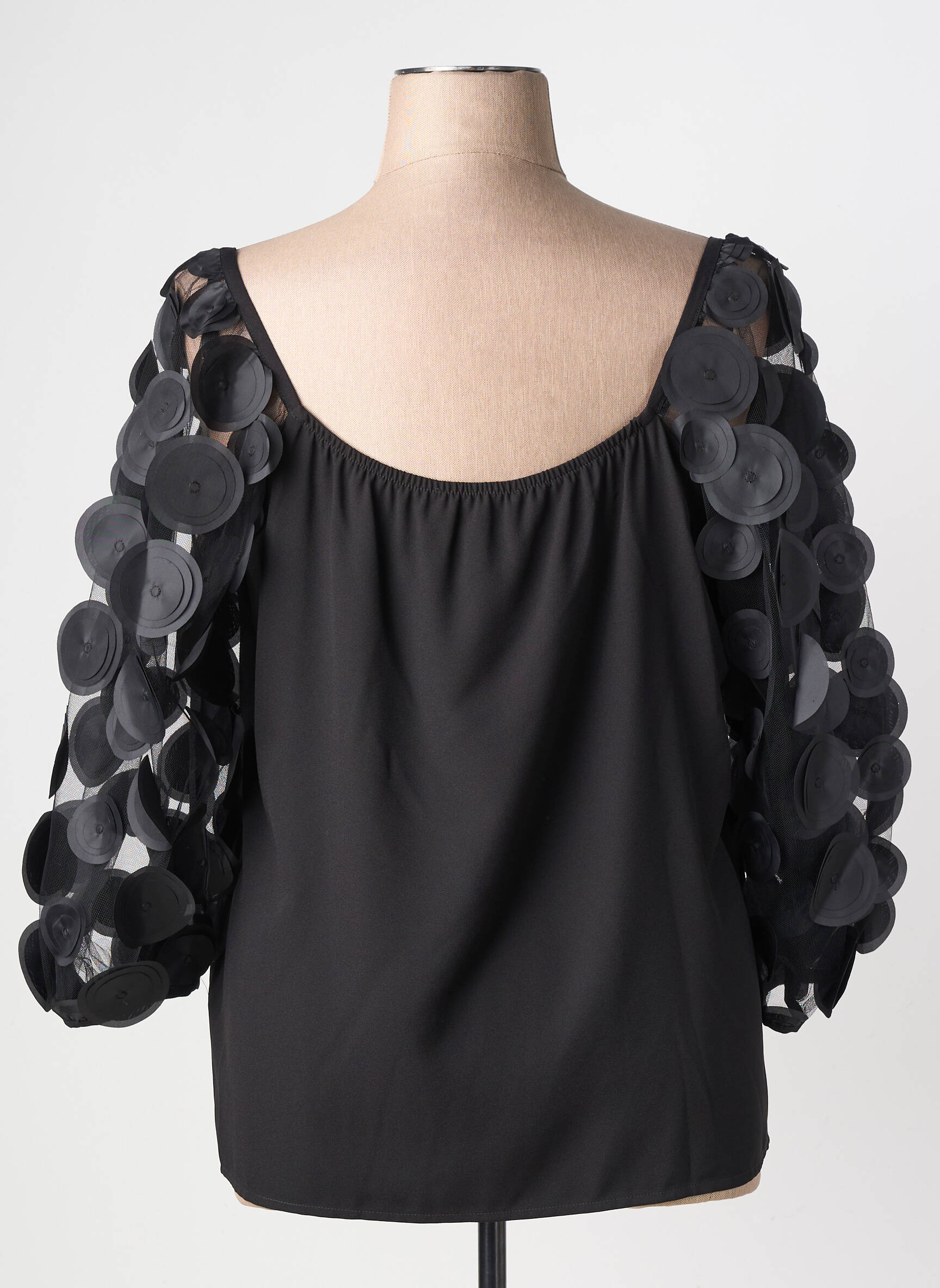 Top col carré manches 3/4 noir JOSEPH RIBKOFF femme