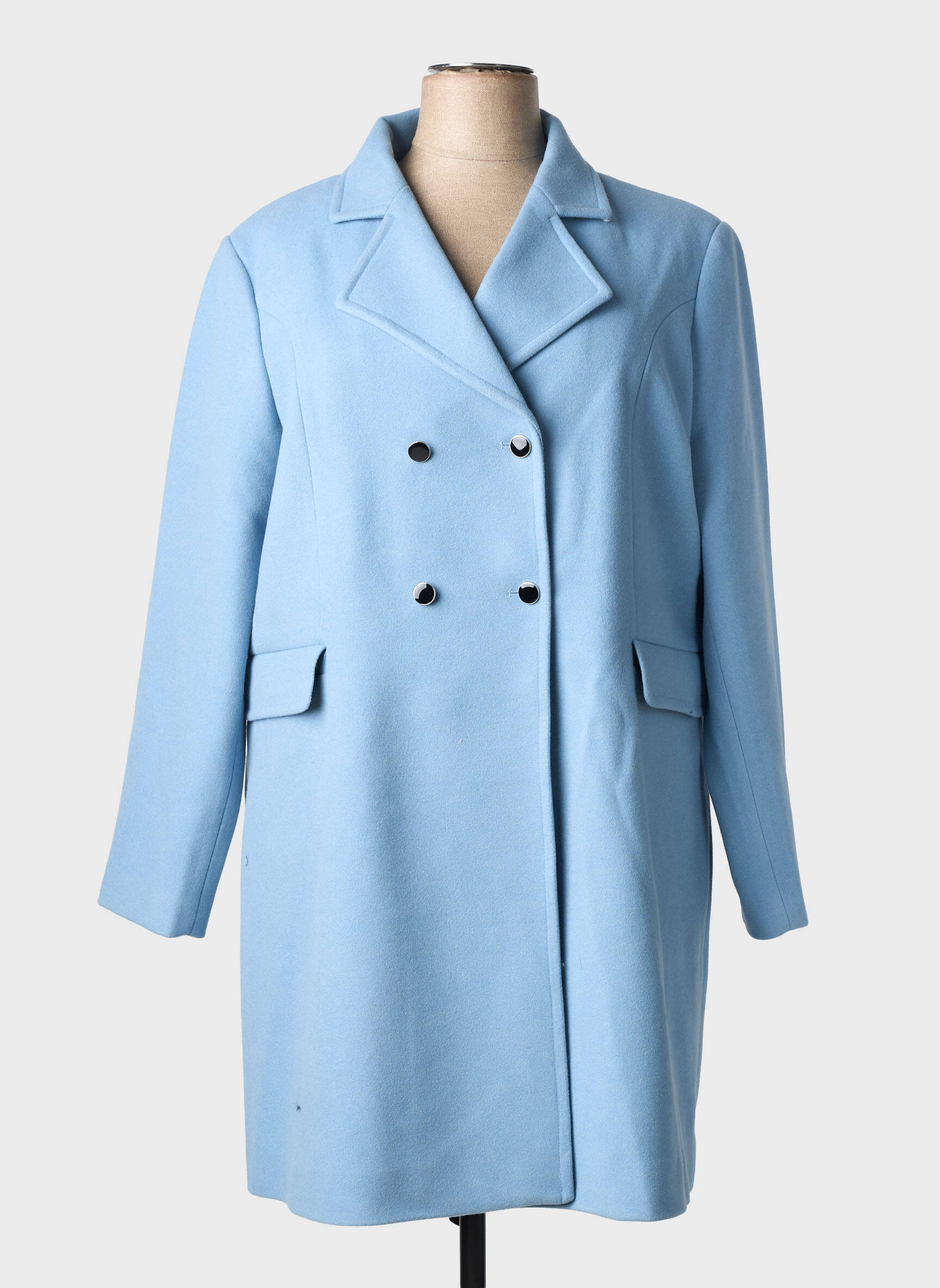 Manteau long coupe cintrée sans capuche bleu C.MISSARO femme