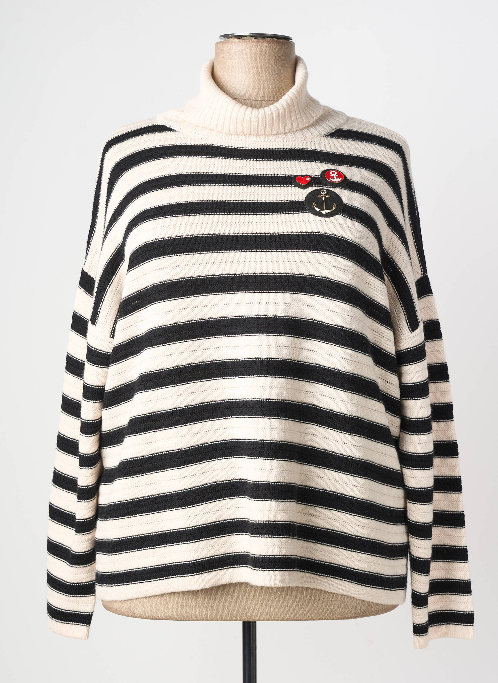Pull col roulé stretch manches longues beige ANANKE femme