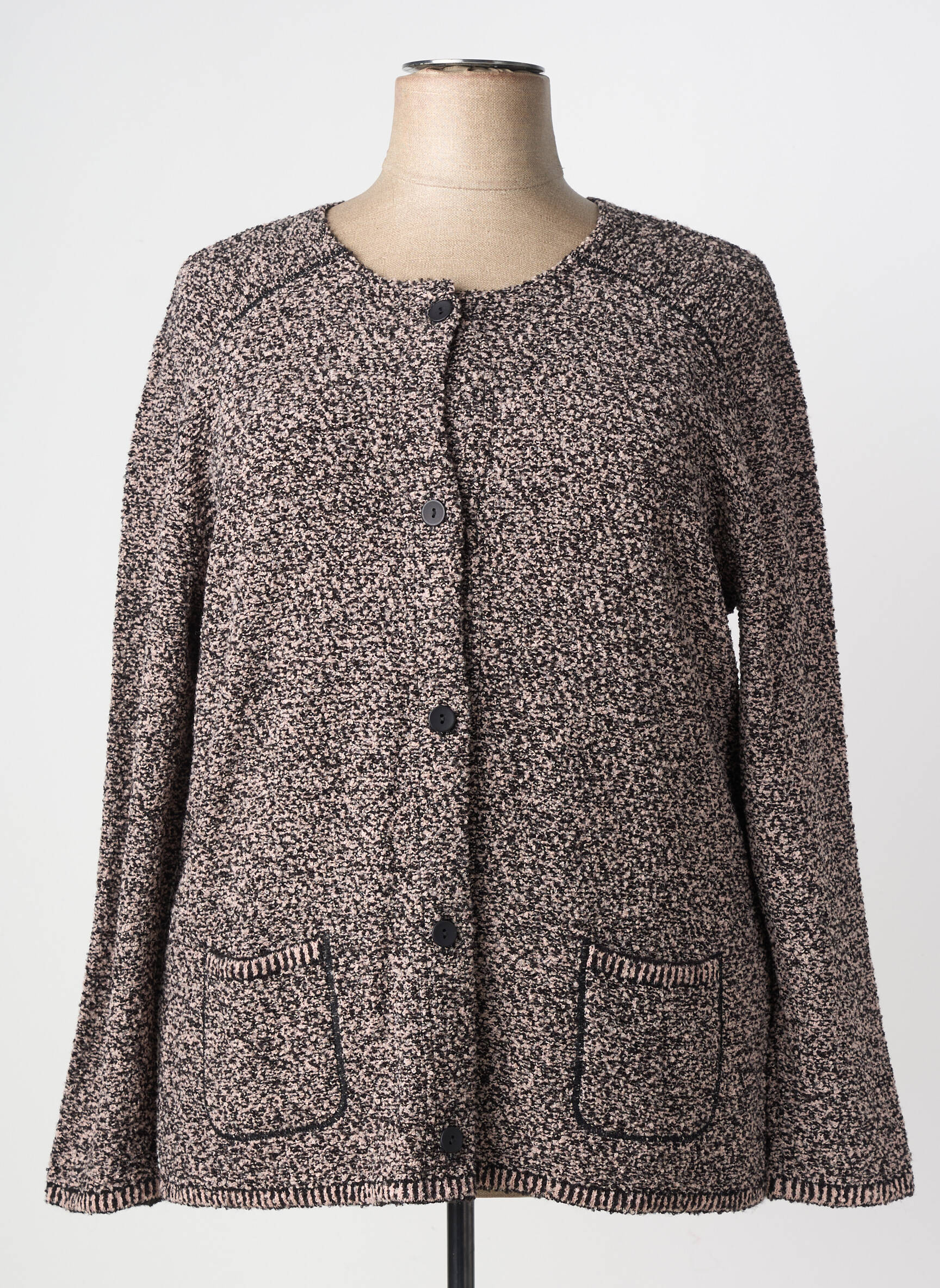 Gilet manches longues col rond rose GRIFFON femme