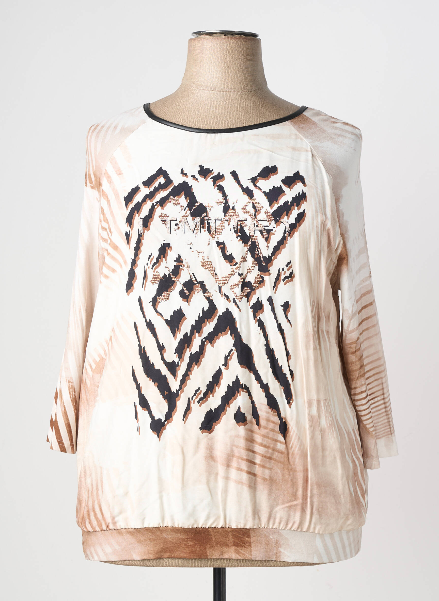 T-shirt manches 3/4 manches 3/4 beige FRANK WALDER femme
