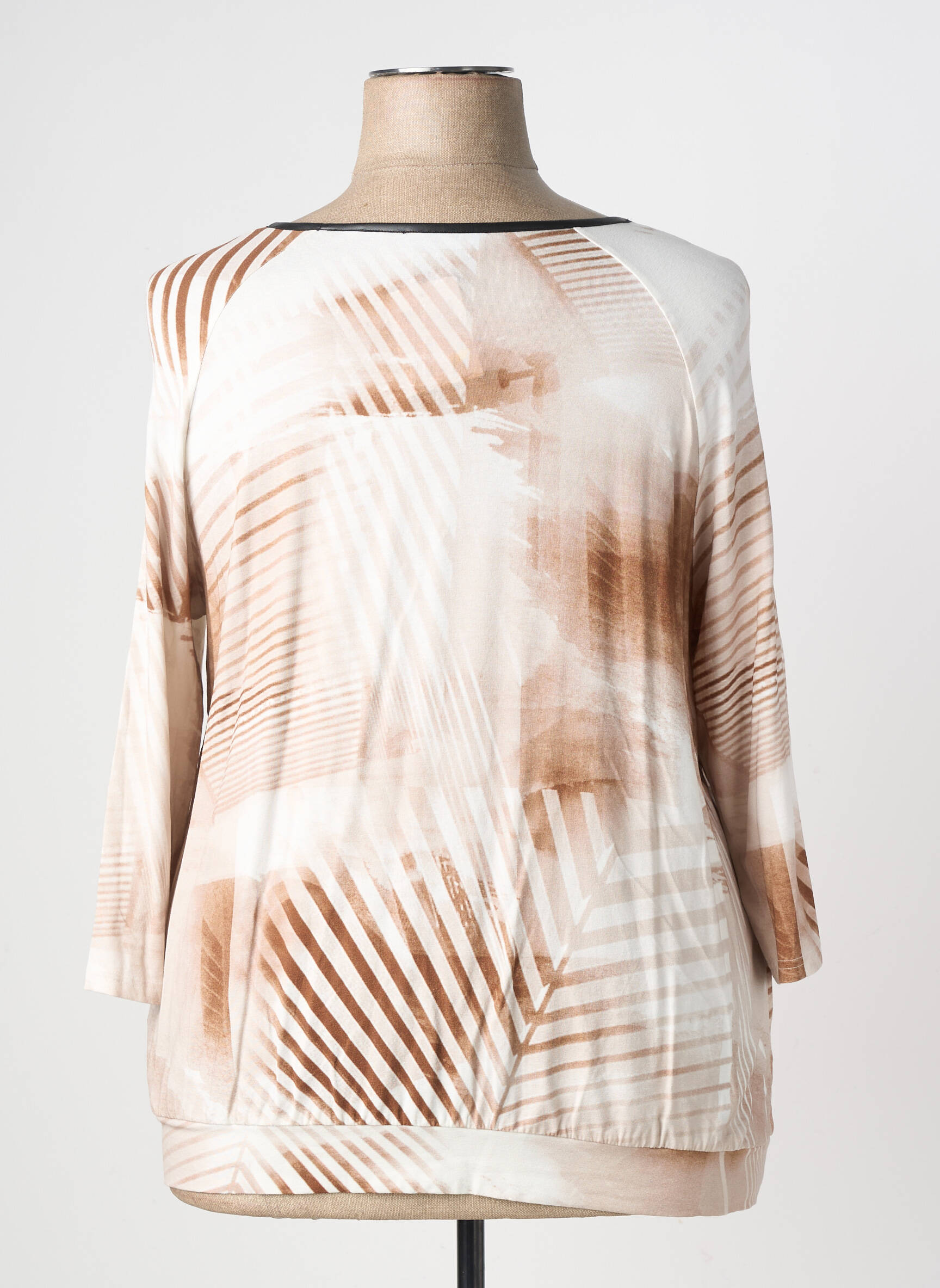 T-shirt manches 3/4 manches 3/4 beige FRANK WALDER femme