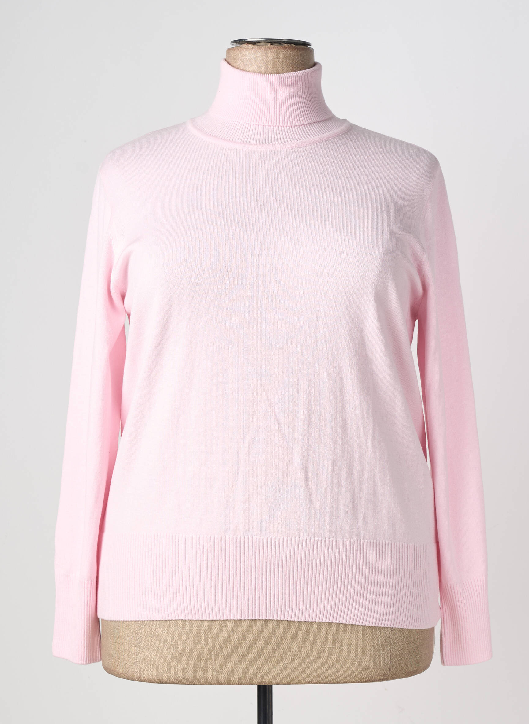 Pull col roulé stretch manches longues rose RABE femme