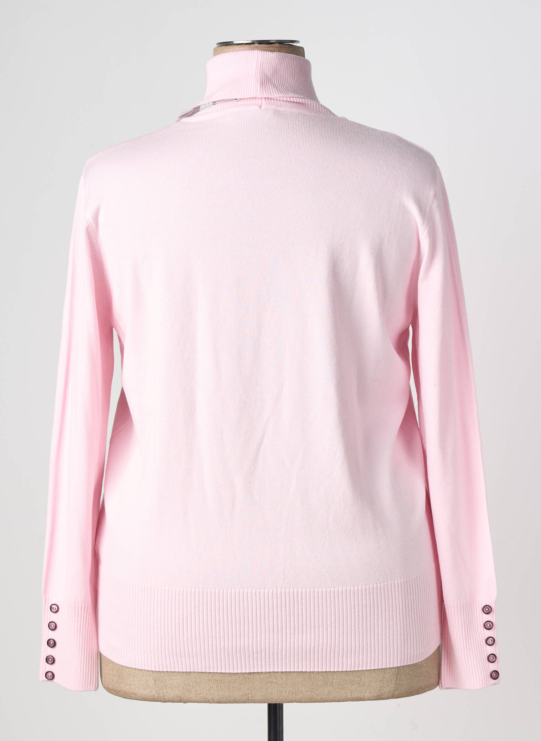Pull col roulé stretch manches longues rose RABE femme