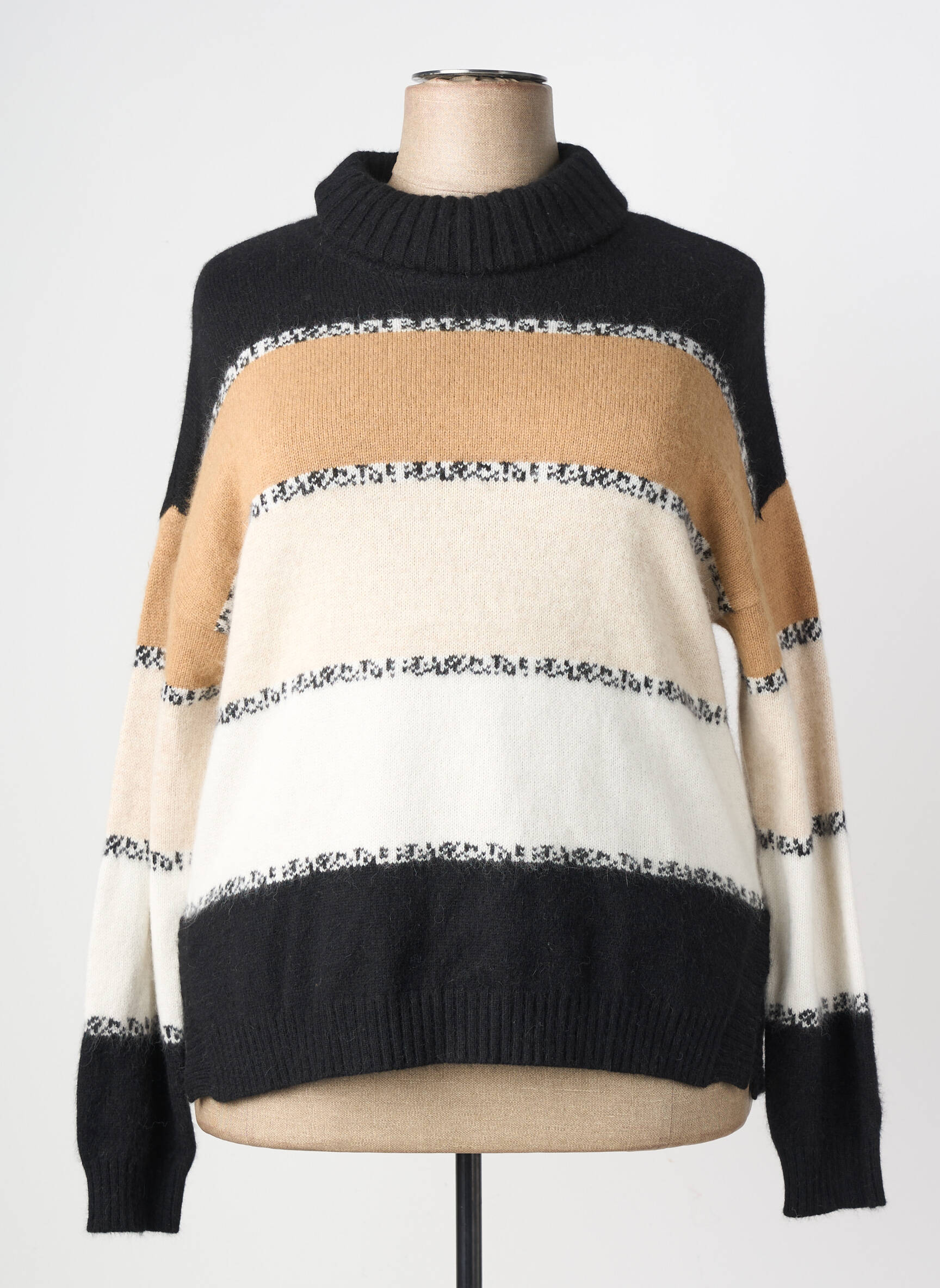 Pull stretch manches longues noir FUEGO WOMAN femme