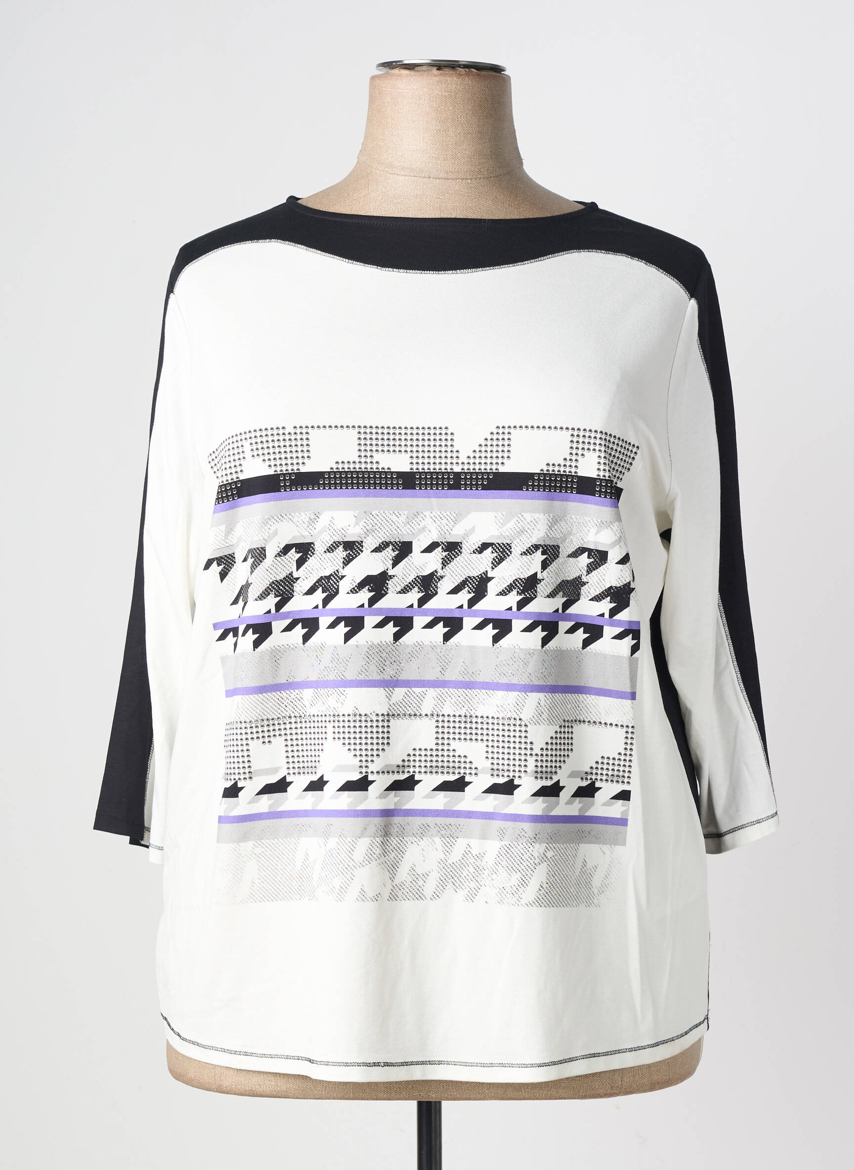 T-shirt manches 3/4 manches 3/4 noir FRANK WALDER femme