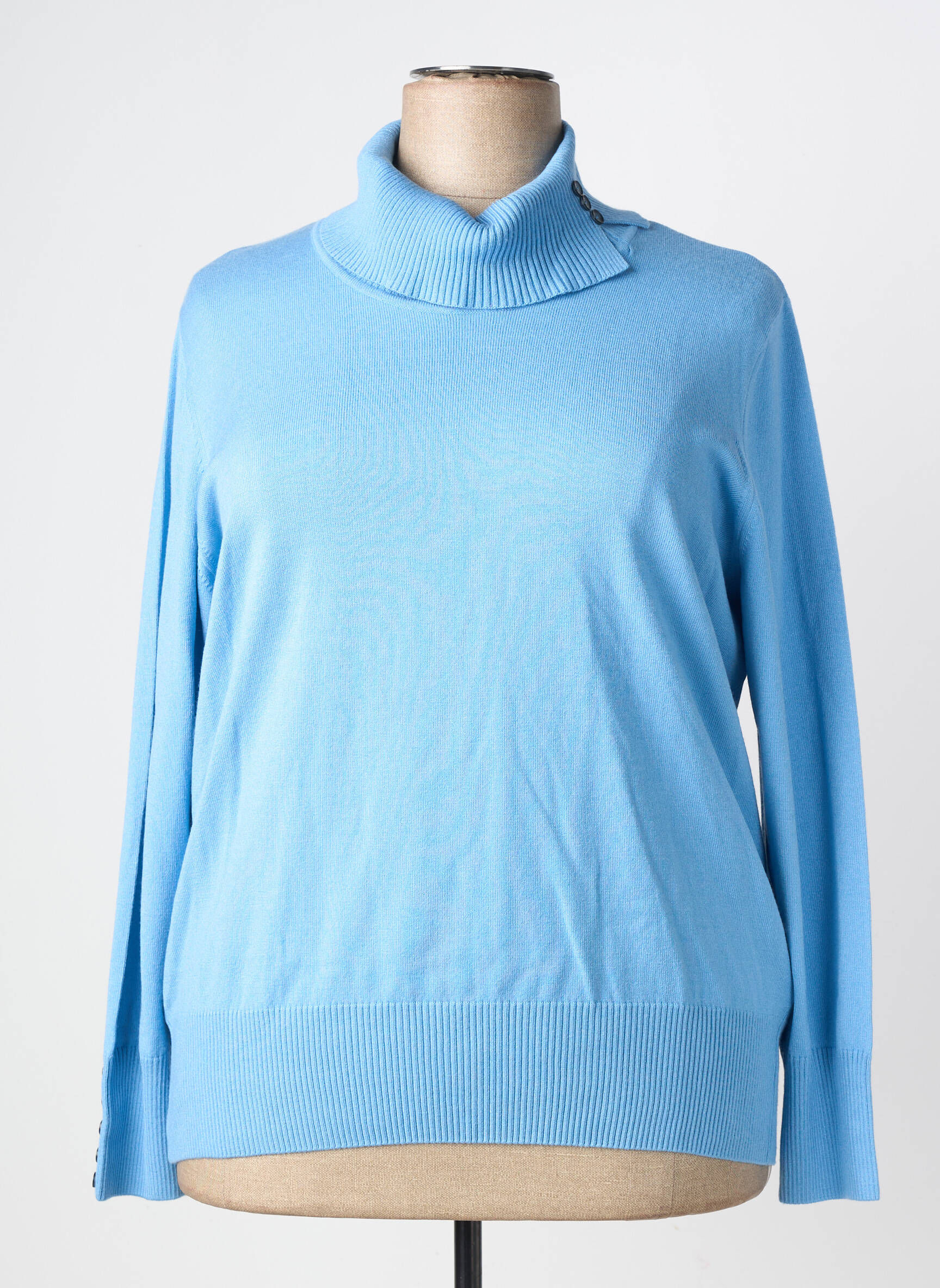 Pull col roulé stretch manches longues bleu RABE femme