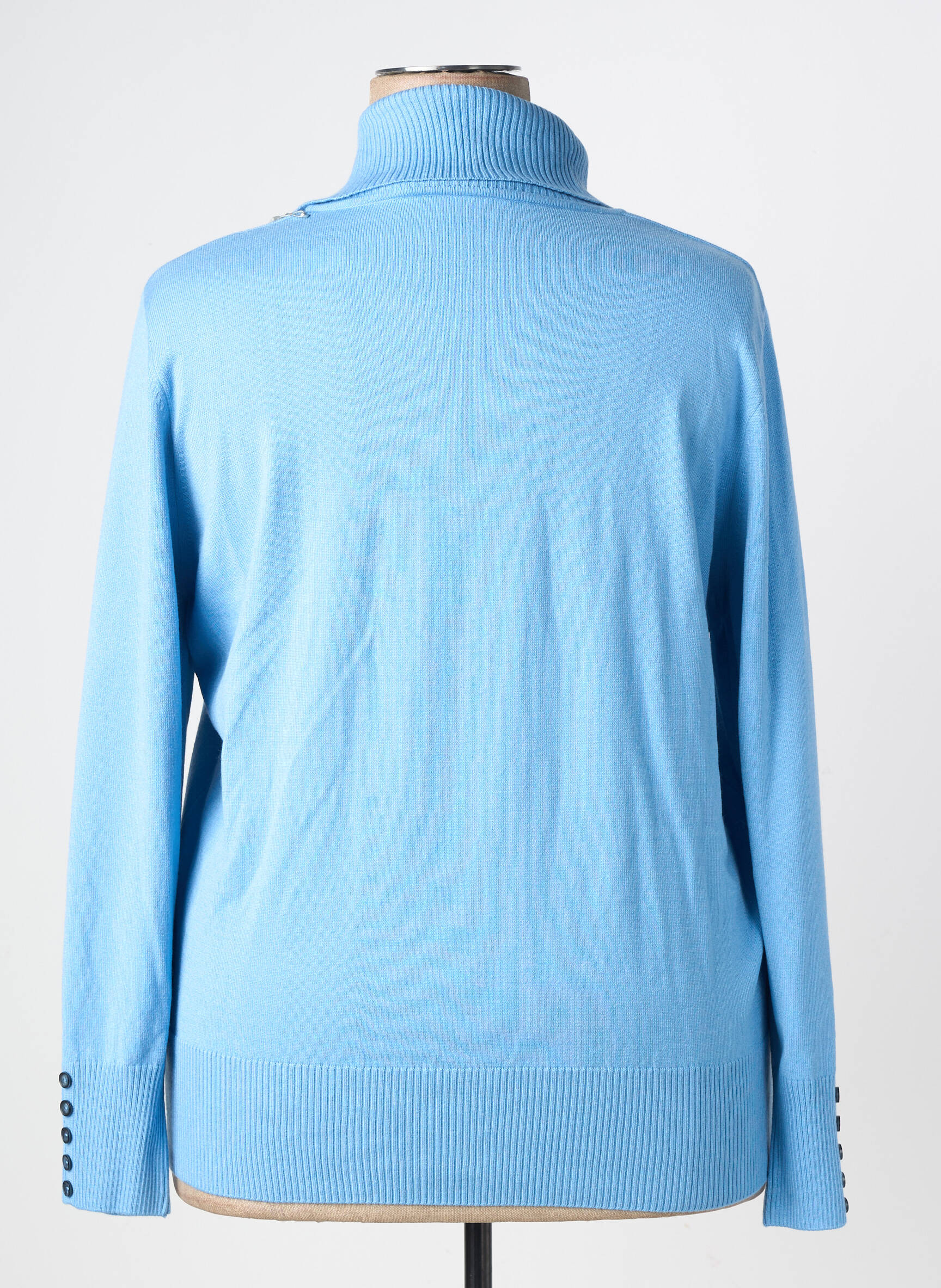 Pull col roulé stretch manches longues bleu RABE femme