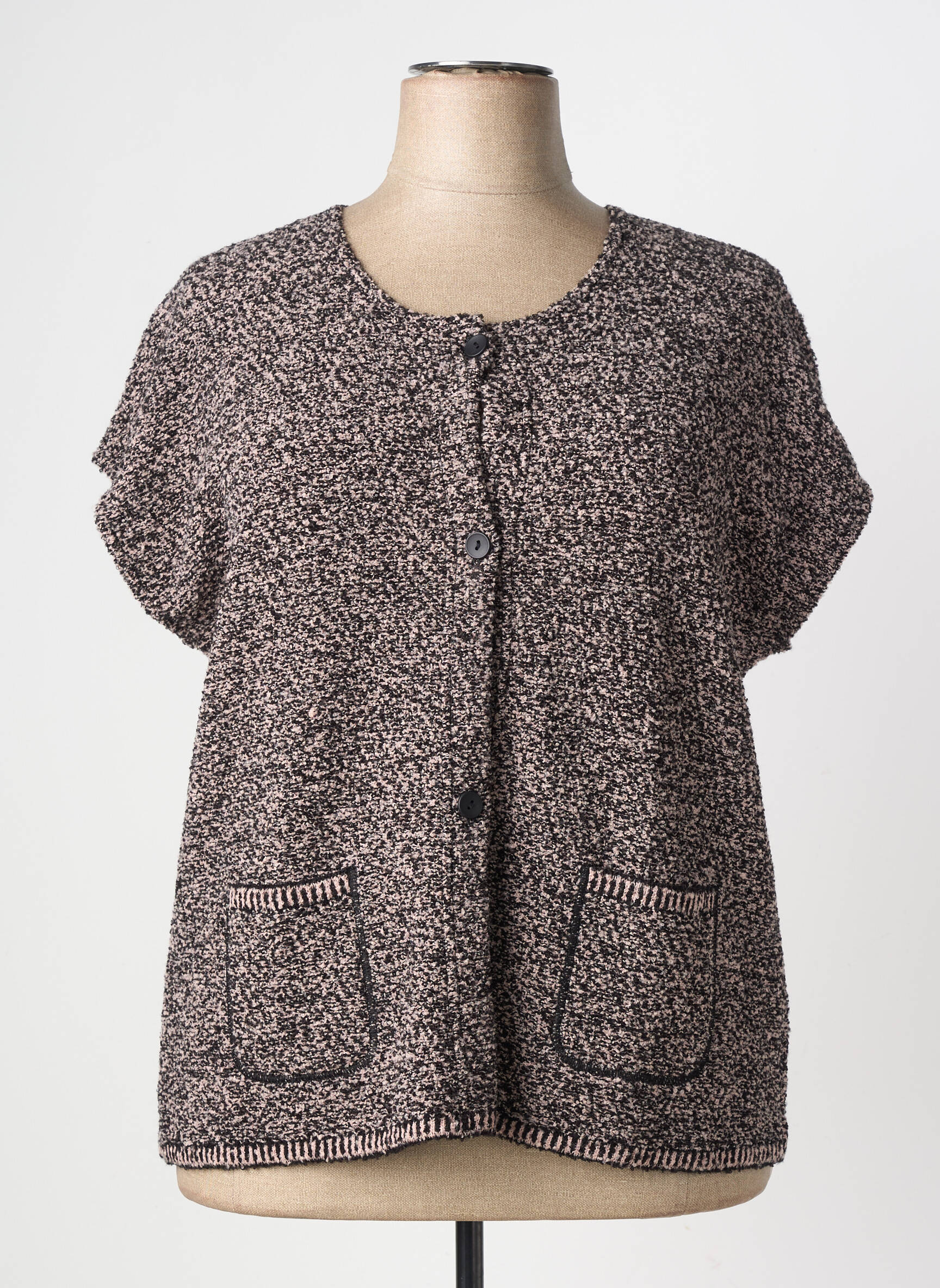 Gilet manches courtes fermeture boutonnée sur le devant rose GRIFFON femme