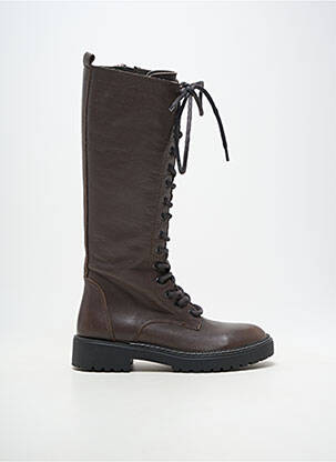 Bottes matière lisse talon de 4 à 6cm marron BUENO femme