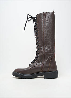 Bottes matière lisse talon de 4 à 6cm marron BUENO femme