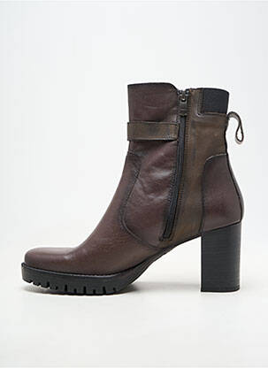 Bottes matière lisse talon de 7 à 9cm marron DORKING femme