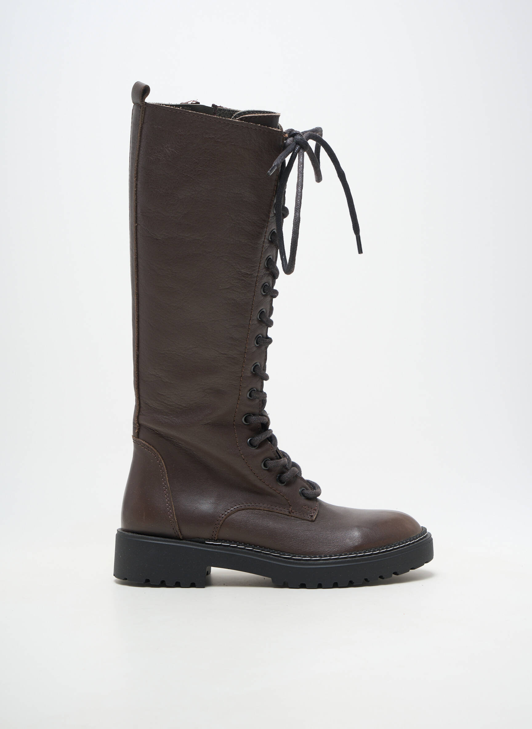 Bottes matière lisse talon de 4 à 6cm marron BUENO femme