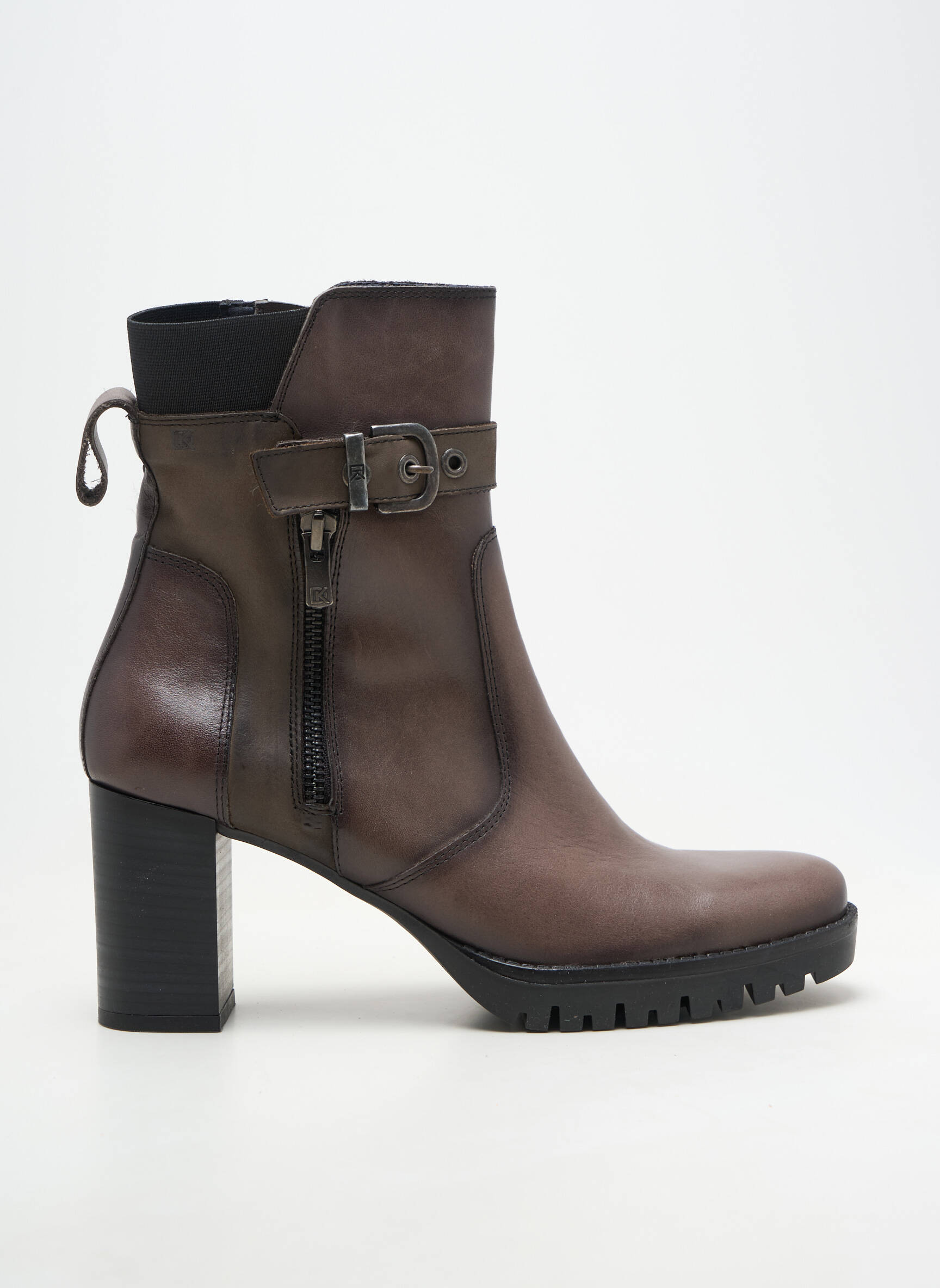 Bottes matière lisse talon de 7 à 9cm marron DORKING femme