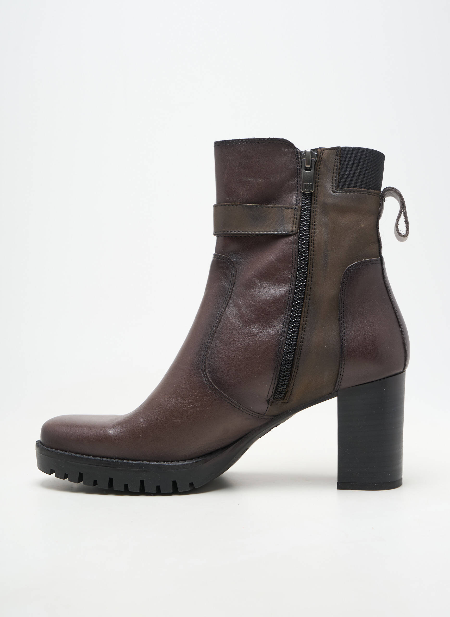 Bottes matière lisse talon de 7 à 9cm marron DORKING femme
