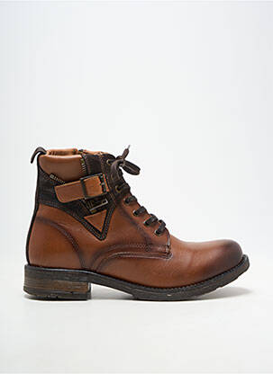 Bottines/boots matière lisse talon plat jusqu'à 3cm marron MORAN'S femme