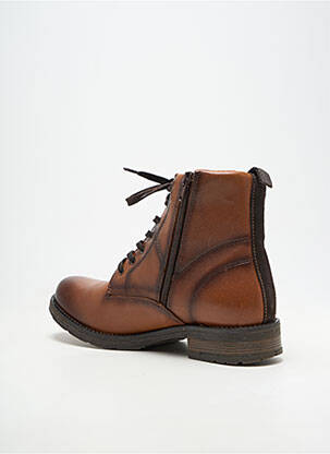Bottines/boots matière lisse talon plat jusqu'à 3cm marron MORAN'S femme