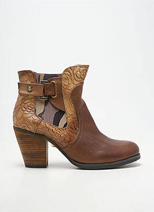Bottines/boots matière lisse talon de 7 à 9cm marron LAURA VITA femme