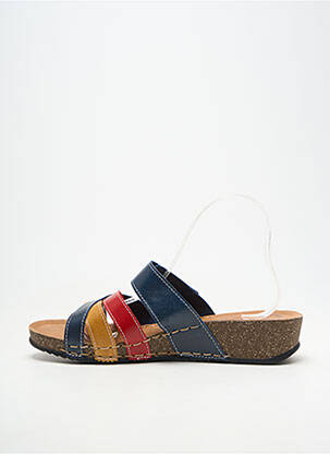 Mules/sabots matière lisse talon de 4 à 6cm bleu FLY FLOT femme