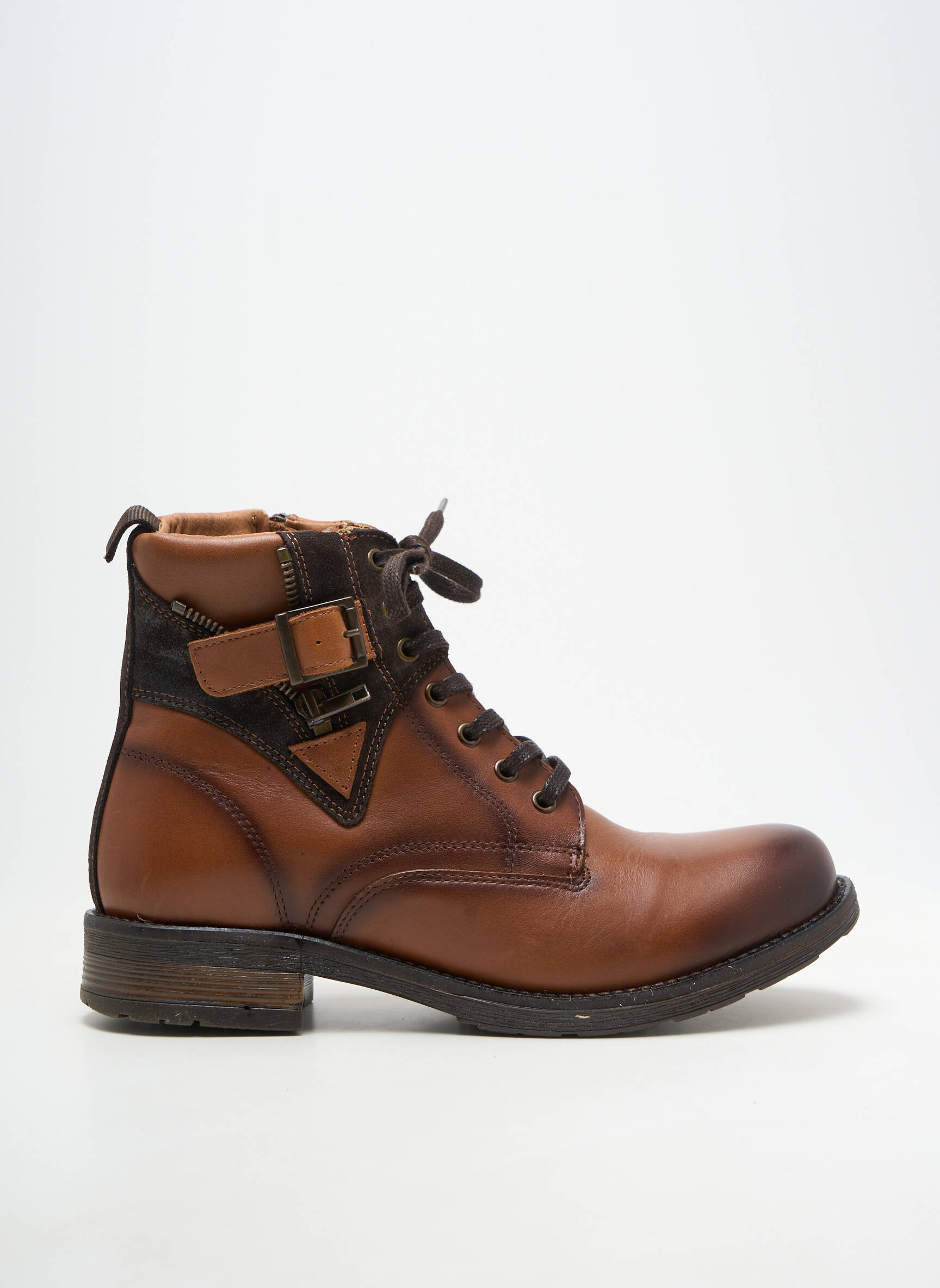 Bottines/boots matière lisse talon plat jusqu'à 3cm marron MORAN'S femme