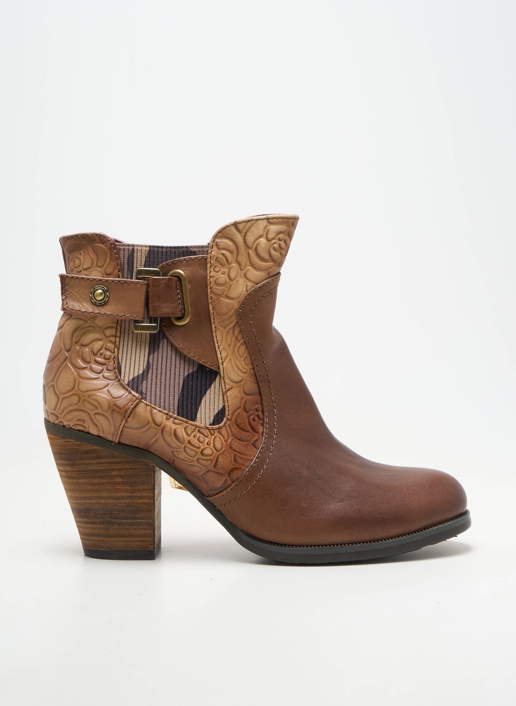 Bottines/boots matière lisse talon de 7 à 9cm marron LAURA VITA femme