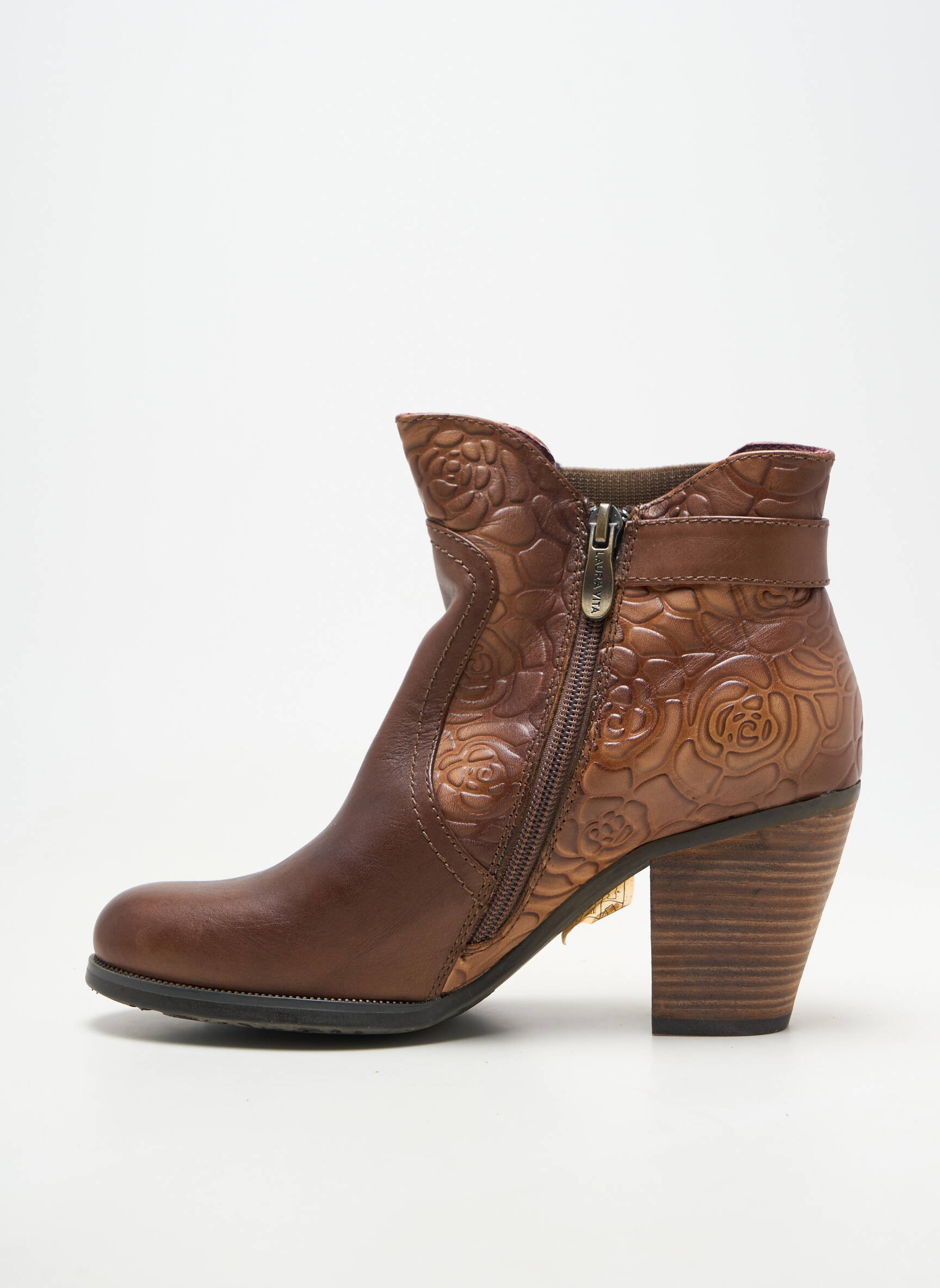 Bottines/boots matière lisse talon de 7 à 9cm marron LAURA VITA femme
