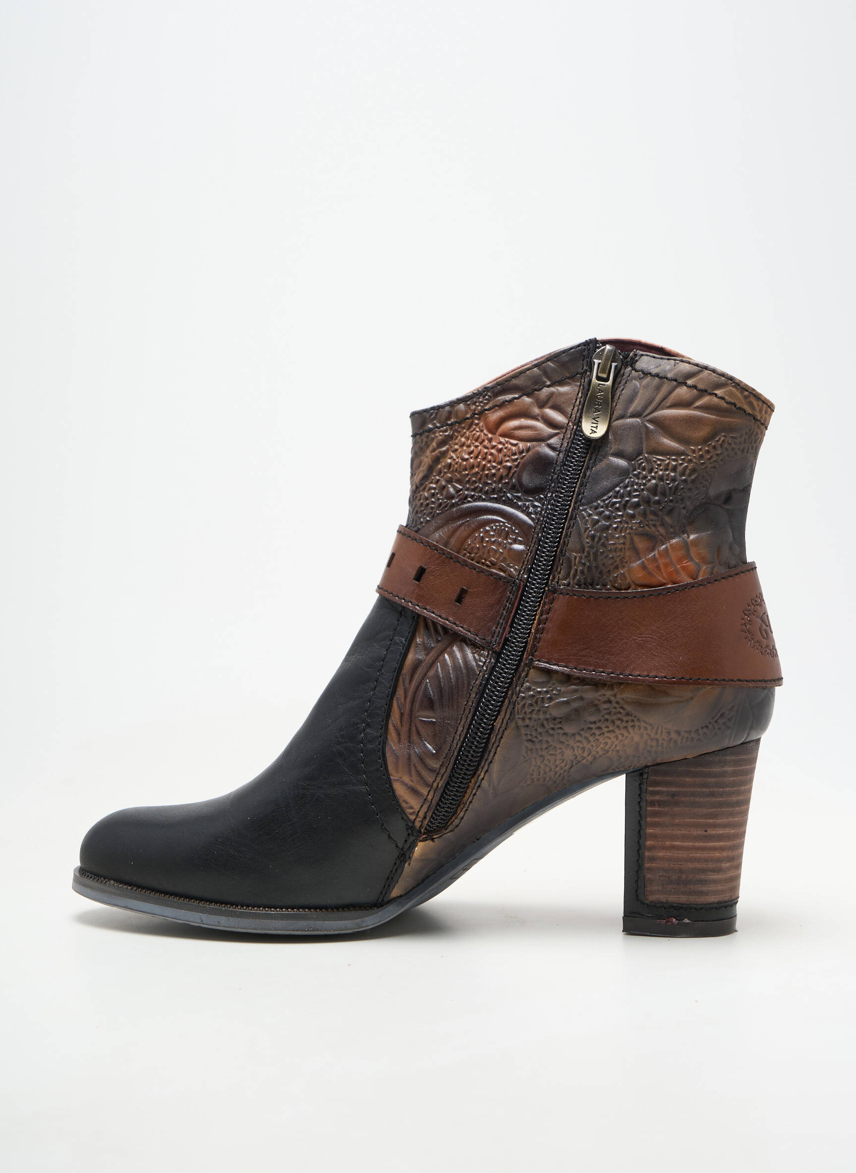 Bottines/boots matière lisse talon de 7 à 9cm marron LAURA VITA femme