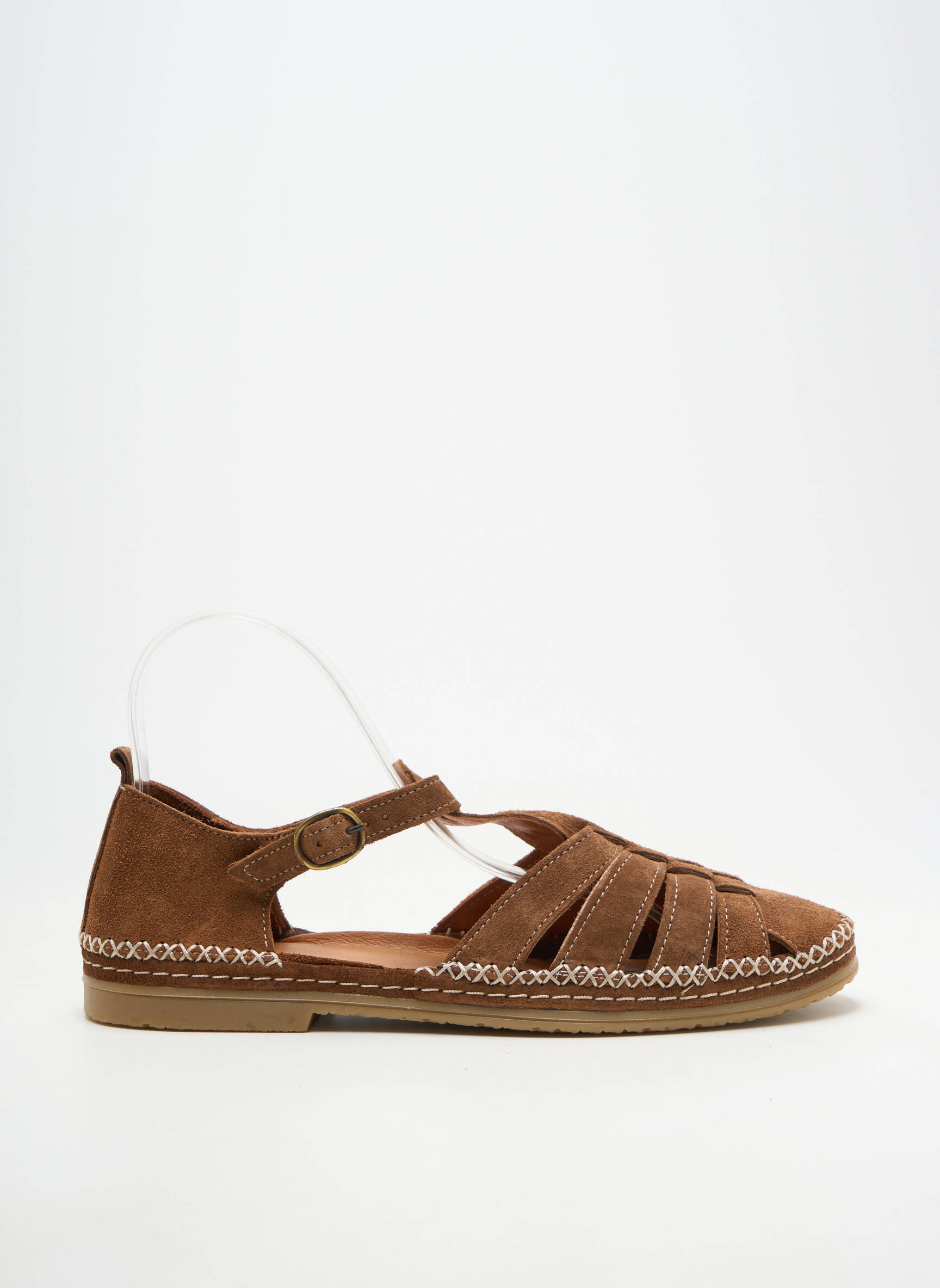 Sandales/nu pieds chiquet talon plat jusqu'à 3cm marron COCO ET ABRICOT femme