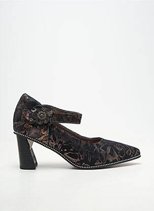 Escarpins tissage satiné talon de 4 à 6cm noir LAURA VITA femme