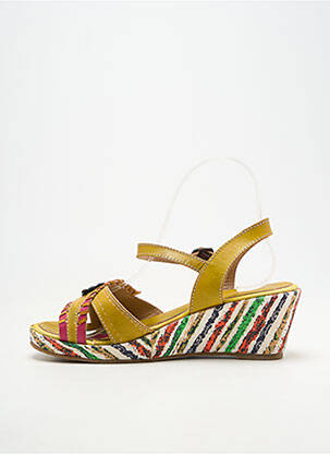 Sandales/nu pieds talon compensé talon de 4 à 6cm jaune LAURA VITA femme