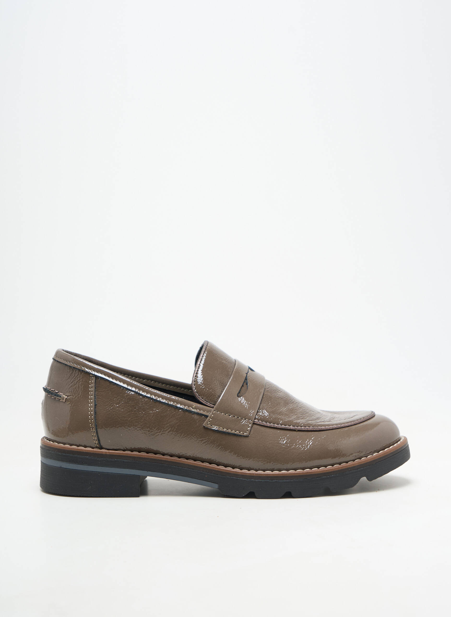 Mocassins chiquet talon plat jusqu'à 3cm gris GEO-REINO femme