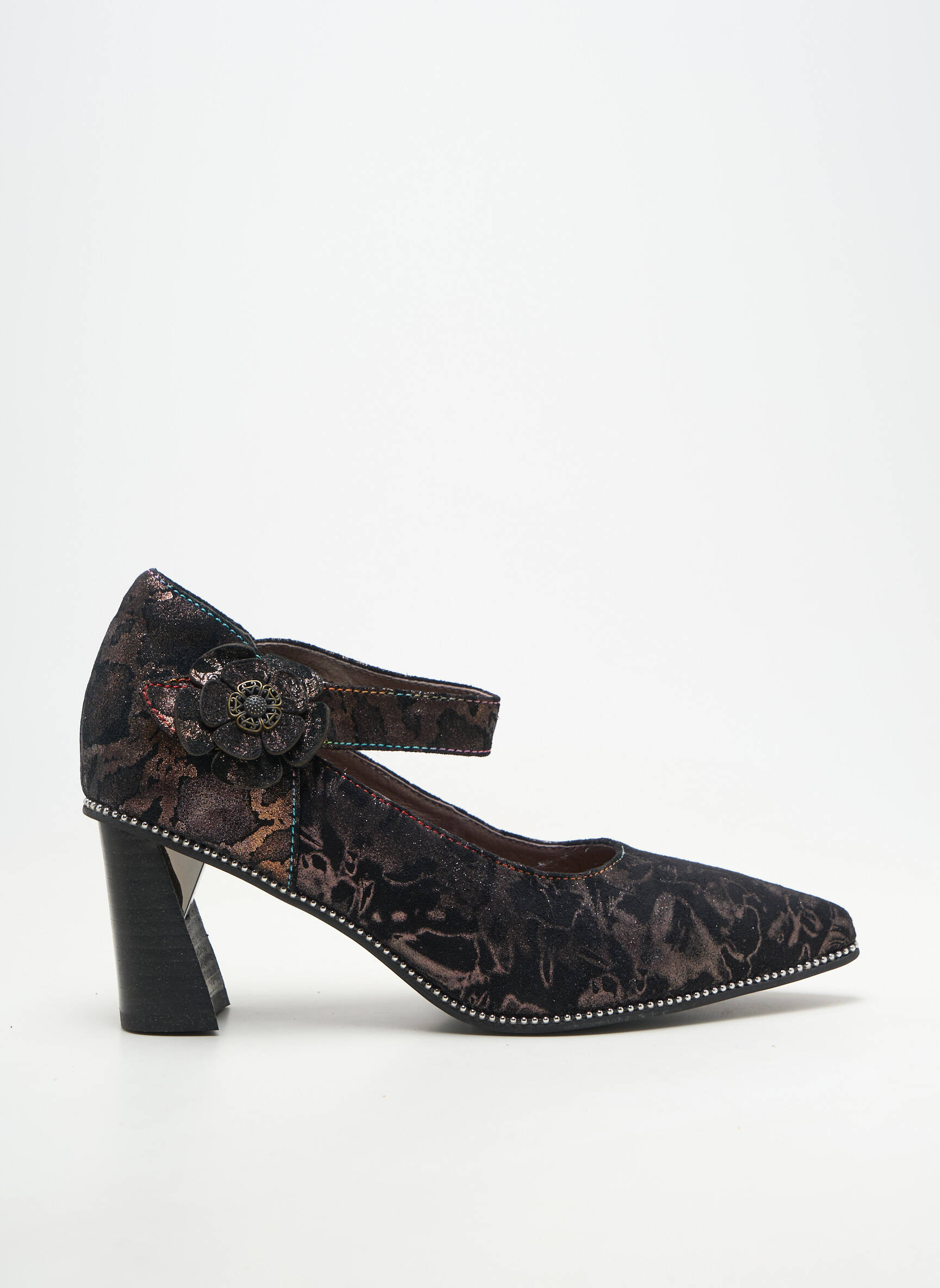 Escarpins tissage satiné talon de 4 à 6cm noir LAURA VITA femme