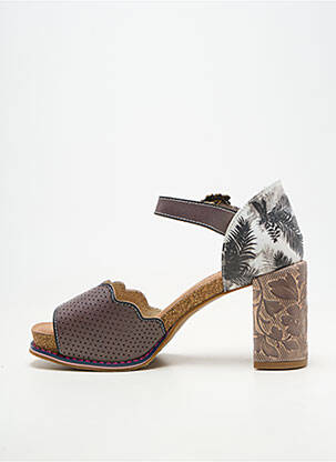 Sandales/nu pieds matière lisse talon de 7 à 9cm gris LAURA VITA femme