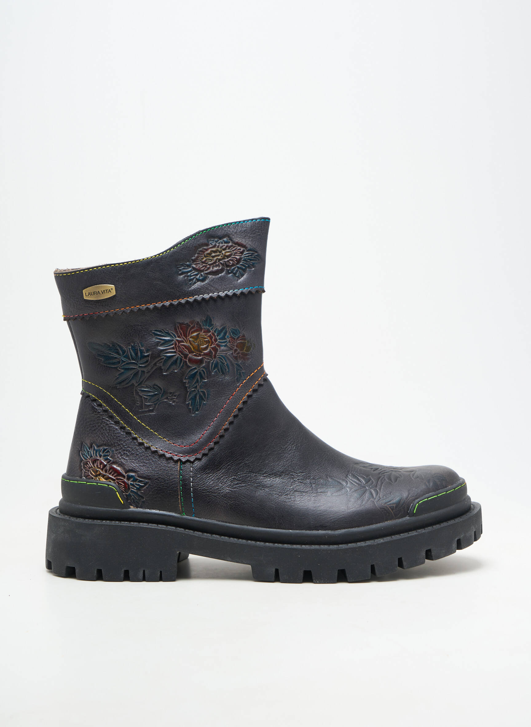 Bottines/boots matière lisse talon plat jusqu'à 3cm noir LAURA VITA femme