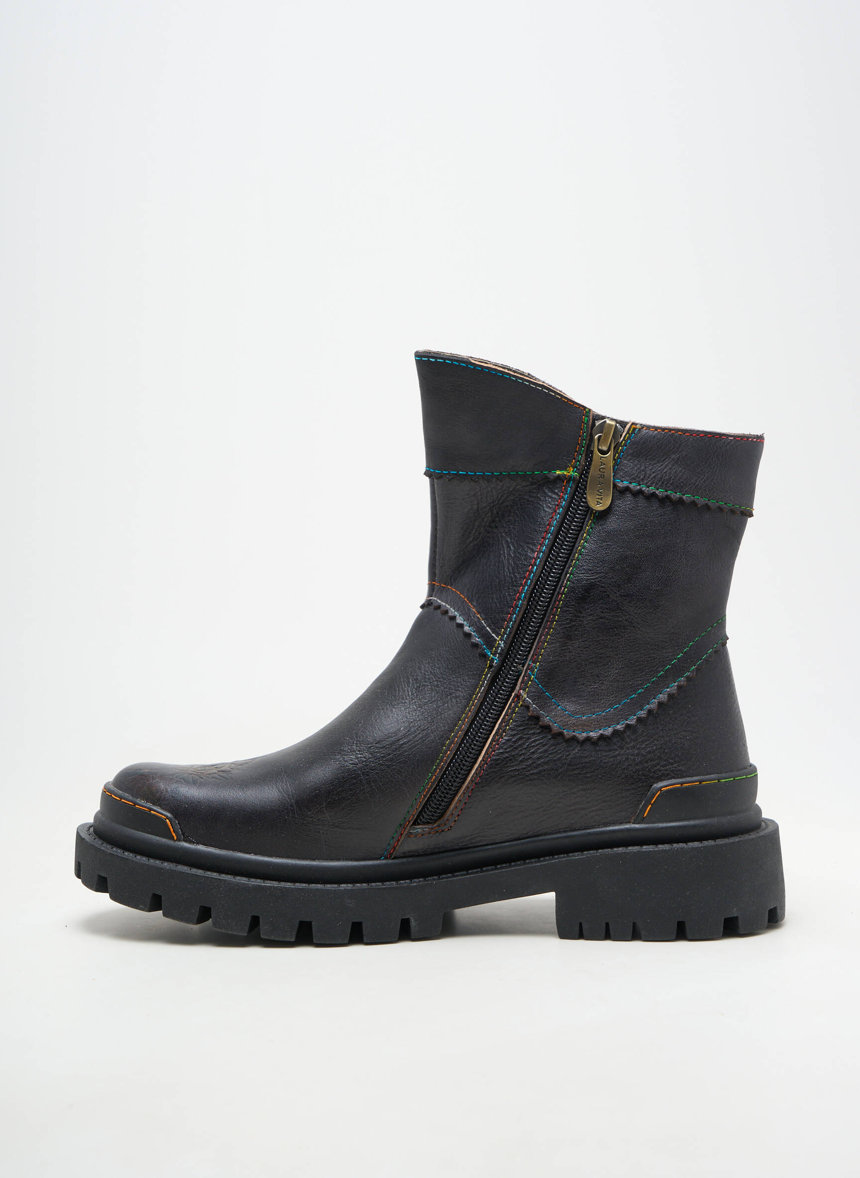 Bottines/boots matière lisse talon plat jusqu'à 3cm noir LAURA VITA femme