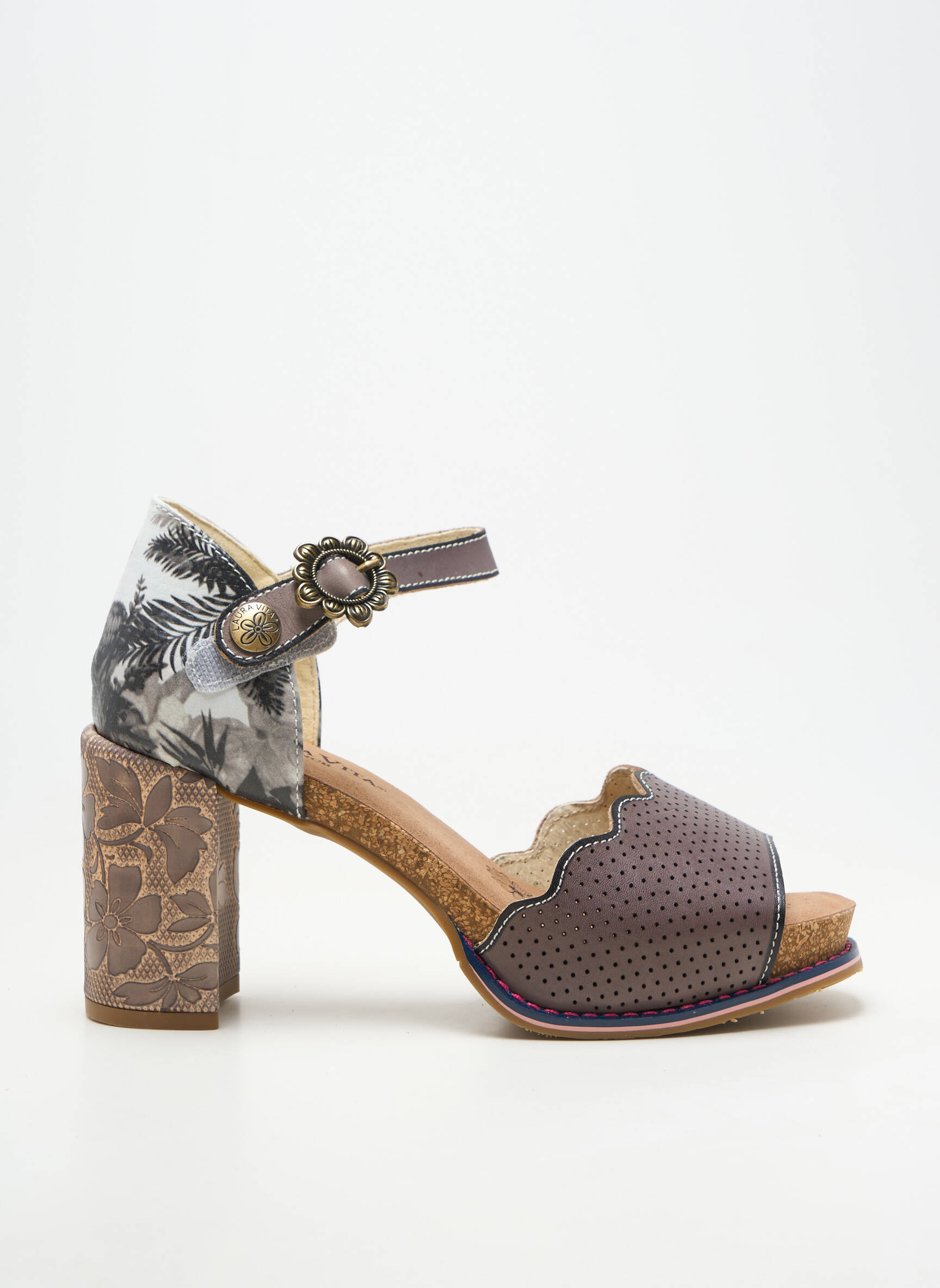 Sandales/nu pieds matière lisse talon de 7 à 9cm gris LAURA VITA femme