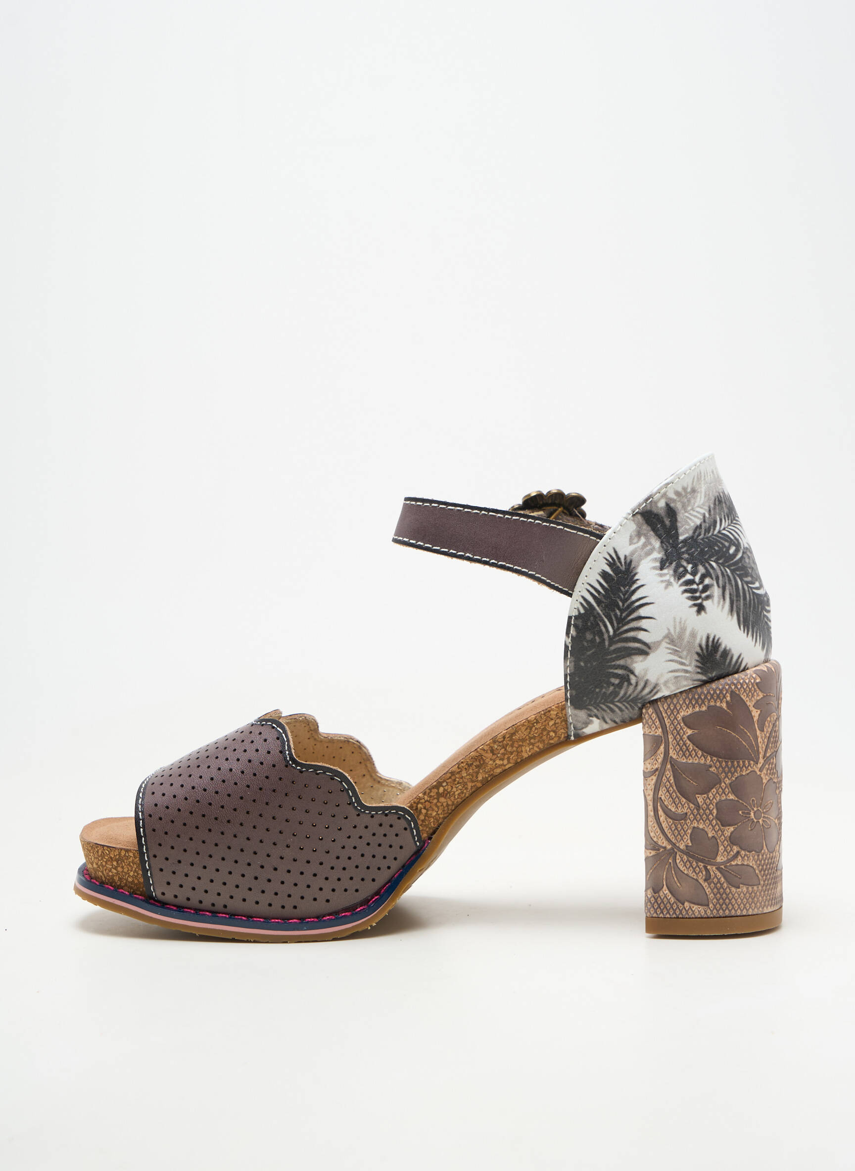 Sandales/nu pieds matière lisse talon de 7 à 9cm gris LAURA VITA femme