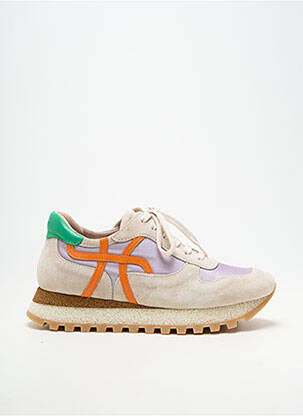 Baskets nubuck talon plat jusqu'à 3cm beige HOMERS femme