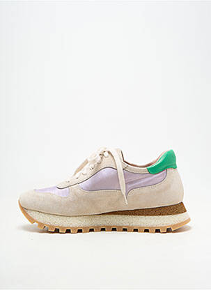 Baskets nubuck talon plat jusqu'à 3cm beige HOMERS femme