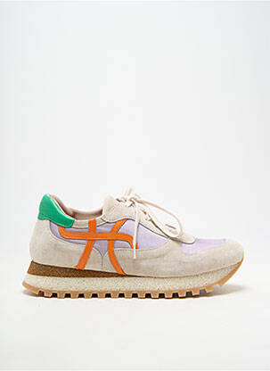 Baskets nubuck talon plat jusqu'à 3cm beige HOMERS femme
