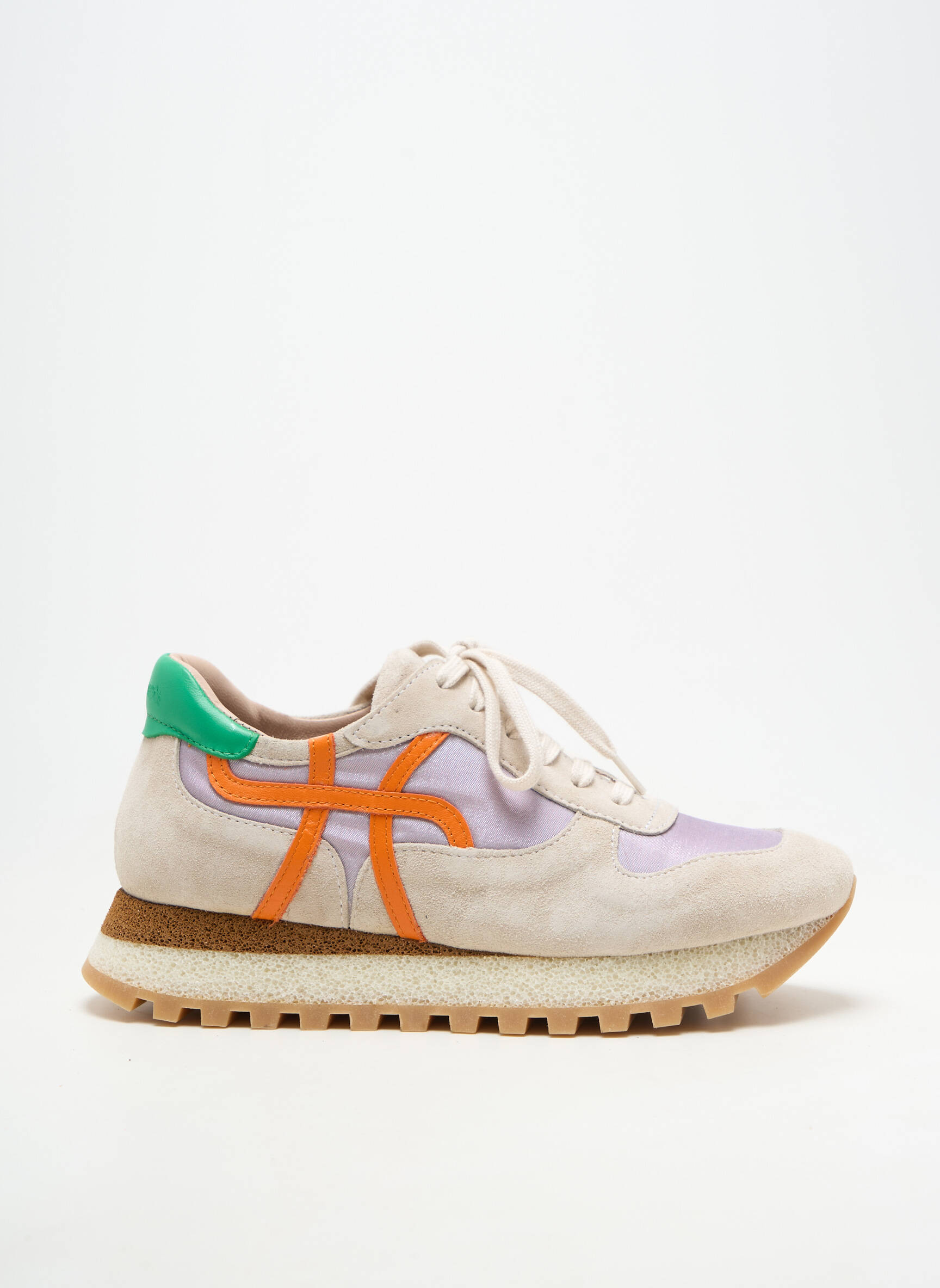 Baskets nubuck talon plat jusqu'à 3cm beige HOMERS femme