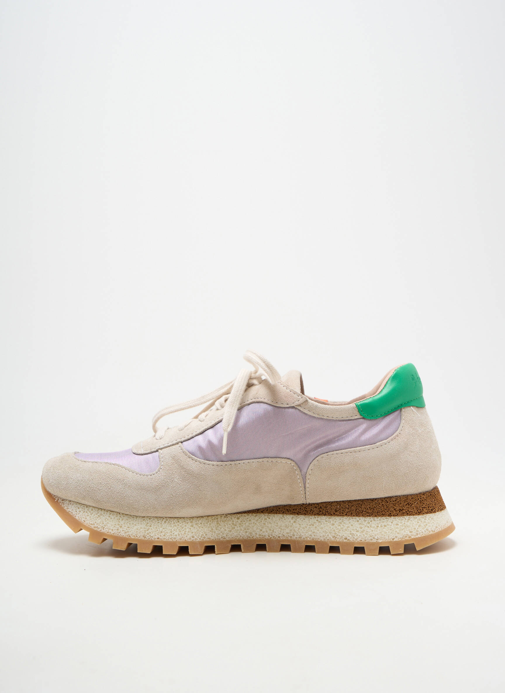 Baskets nubuck talon plat jusqu'à 3cm beige HOMERS femme