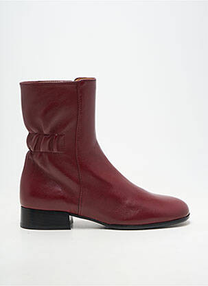 Bottines/boots matière lisse talon plat jusqu'à 3cm rouge HOMERS femme