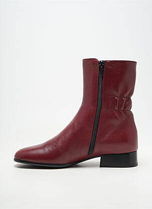 Bottines/boots matière lisse talon plat jusqu'à 3cm rouge HOMERS femme