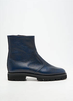 Bottes matière lisse talon plat jusqu'à 3cm bleu WALTER SHOES femme