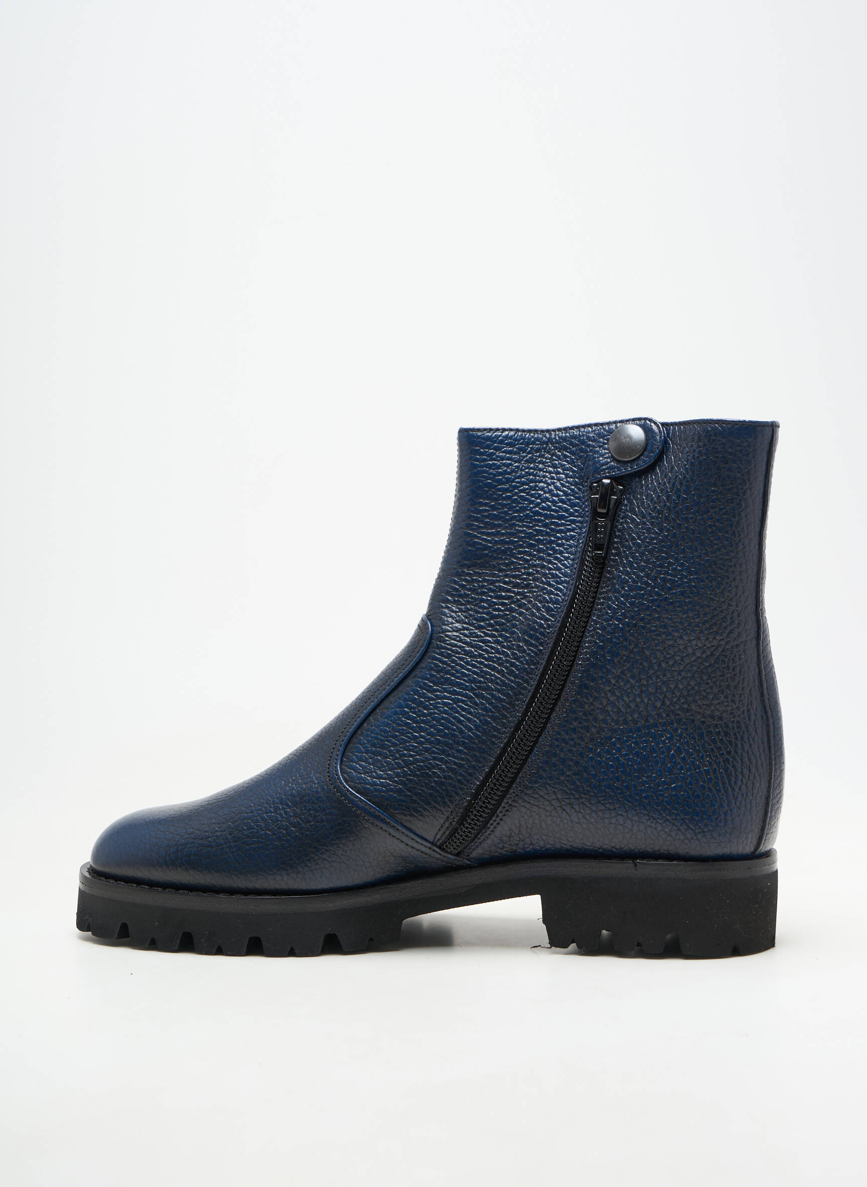 Bottes matière lisse talon plat jusqu'à 3cm bleu WALTER SHOES femme