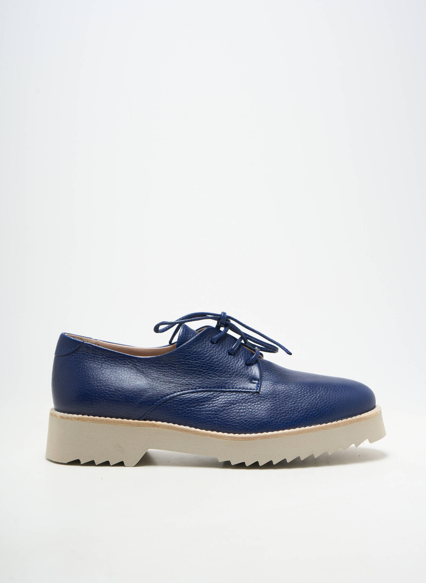 Derbies bout rond talon plat jusqu'à 3cm bleu HOMERS femme
