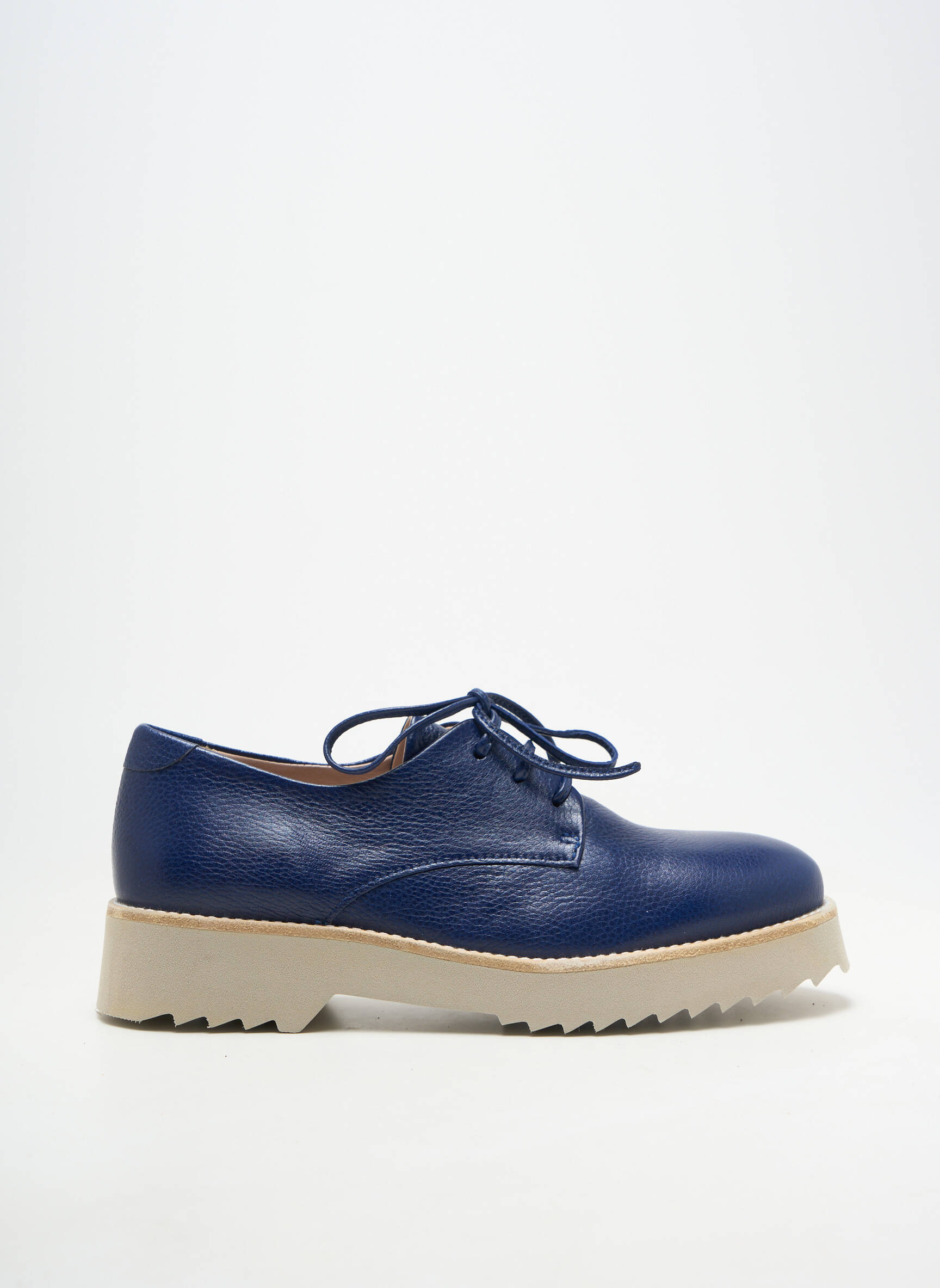 Derbies bout rond talon plat jusqu'à 3cm bleu HOMERS femme