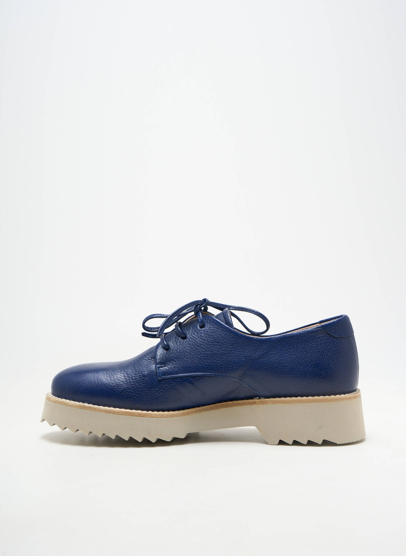 Derbies bout rond talon plat jusqu'à 3cm bleu HOMERS femme