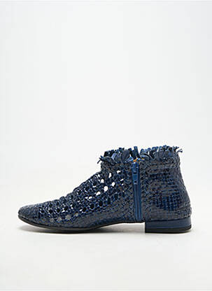 Bottines/boots matière lisse talon plat jusqu'à 3cm bleu YVES DESFARGE femme